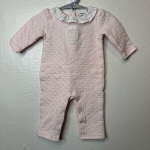 Janie and Jack Pink Quilted Layette with J&J Crest Ruffle Collar Size 3-6 Months